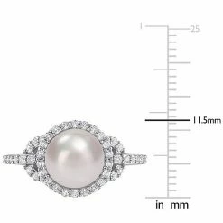 Stella Grace Sterling Silver Freshwater Cultured Pearl & White Topaz Halo Ring -Stella Grace Sales unnamed file 3262