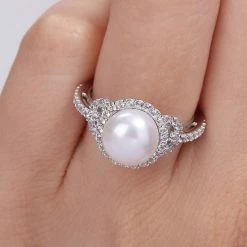 Stella Grace Sterling Silver Freshwater Cultured Pearl & White Topaz Halo Ring -Stella Grace Sales unnamed file 3265