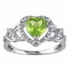 Stella Grace Sterling Silver 1/10 Carat T.W. Diamond & Peridot Heart Crossover Ring