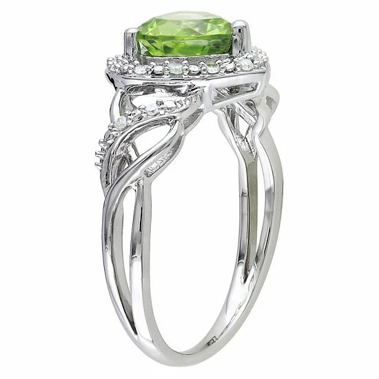 Stella Grace Sterling Silver 1/10 Carat T.W. Diamond & Peridot Heart Crossover Ring 2 Stella Grace Sterling Silver 1/10 Carat T.W. Diamond & Peridot Heart Crossover Ring - Image 2