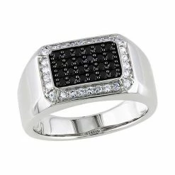 Men's Stella Grace Sterling Silver Black Spinel & White Sapphire Ring