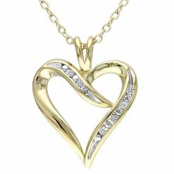 Stella Grace Yellow Rhodium-Plated Sterling Silver Diamond Accent Heart Pendant
