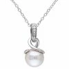 Stella Grace Sterling Silver Freshwater Cultured Pearl & Diamond Accent Pendant