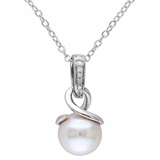 Stella Grace Sterling Silver Freshwater Cultured Pearl & Diamond Accent Pendant 1 Stella Grace Sterling Silver Freshwater Cultured Pearl & Diamond Accent Pendant