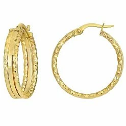Stella Grace 10k Gold Triple Row Textured Hoop Earrings