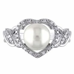 Stella Grace Sterling Silver Freshwater Cultured Pearl & Diamond Accent Heart Ring -Stella Grace Sales unnamed file 3388