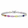 Stella Grace Sterling Silver Multi-Color Lab-Created Sapphire Tennis Bracelet