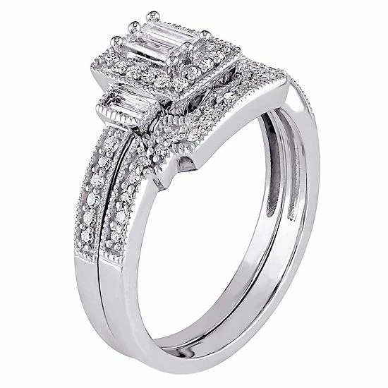 Stella Grace 10k White Gold 3/8 Carat T.W. Diamond Vintage Engagement Ring Set 2 Stella Grace 10k White Gold 3/8 Carat T.W. Diamond Vintage Engagement Ring Set - Image 2