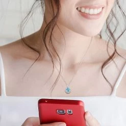 Stella Grace Sterling Silver White & Blue Topaz Drop Pendant Necklace -Stella Grace Sales unnamed file 3428