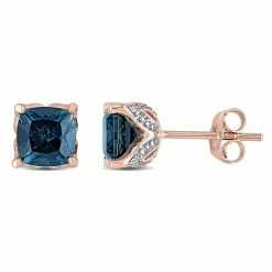 Stella Grace 10k Rose Gold London Blue Topaz & Diamond Accent Stud Earrings
