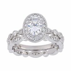 Stella Grace 10k Rose Gold Lab-Created Moissanite Infinity Engagement Ring Set