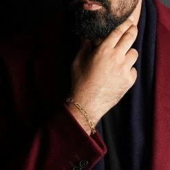 Stella Grace Men's 18k Gold Plated Silver Paper Clip Link Chain Bracelet -Stella Grace Sales unnamed file 3465