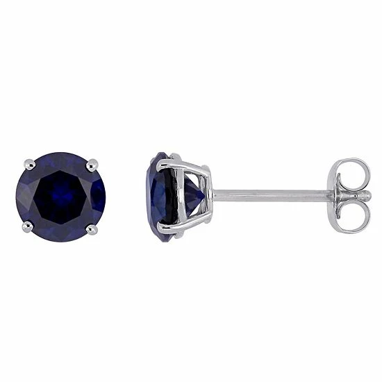 Stella Grace 10k White Gold Lab-Created Sapphire Stud Earrings 1 Stella Grace 10k White Gold Lab-Created Sapphire Stud Earrings