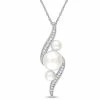 Stella Grace 10k White Gold Freshwater Cultured Pearl & 1/8 Carat T.W. Diamond Twist Pendant