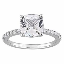 Stella Grace 10k White Gold Lab-Created White Sapphire Cushion-Cut Engagement Ring
