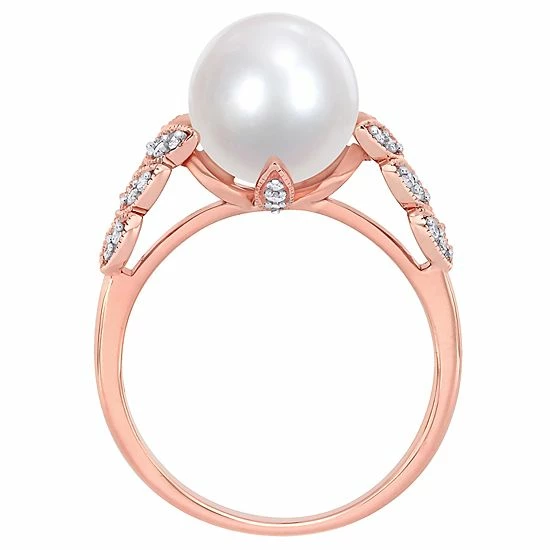 Stella Grace 10k Rose Gold 1/6 Carat T.W. Diamond & Freshwater Cultured Pearl Ring 3 Stella Grace 10k Rose Gold 1/6 Carat T.W. Diamond & Freshwater Cultured Pearl Ring - Image 3