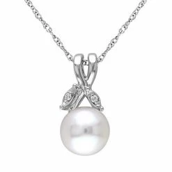 Stella Grace 10k White Gold Diamond Accent & Freshwater Cultured Pearl Pendant