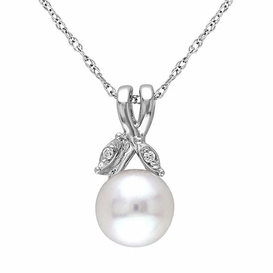 Stella Grace 10k White Gold Diamond Accent & Freshwater Cultured Pearl Pendant 1 Stella Grace 10k White Gold Diamond Accent & Freshwater Cultured Pearl Pendant