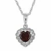 Stella Grace 10k White Gold Garnet & Diamond Accent Heart Pendant Necklace