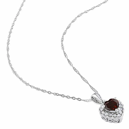 Stella Grace 10k White Gold Garnet & Diamond Accent Heart Pendant Necklace 2 Stella Grace 10k White Gold Garnet & Diamond Accent Heart Pendant Necklace - Image 2