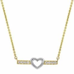 Stella Grace Two Tone 10k Gold White Topaz Heart Necklace