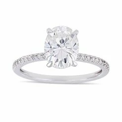 Stella Grace 2 Ct. T.W. Oval Cut Lab-Created Moissanite & 1/10 Ct. T.W. Diamond Engagement Ring
