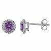 Stella Grace 10k White Gold Simulated Alexandrite & Diamond Accent Halo Stud Earrings