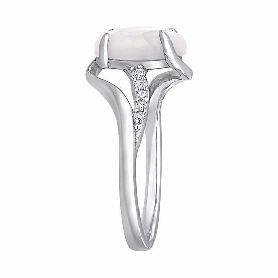 Stella Grace Sterling Silver 1/10 Carat T.W Diamond & White Opal Fashion Ring 3 Stella Grace Sterling Silver 1/10 Carat T.W Diamond & White Opal Fashion Ring - Image 3