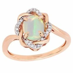 Stella Grace 10k Rose Gold 1/10 Carat T.W. Diamond & Ethiopian Opal Love Knot Ring