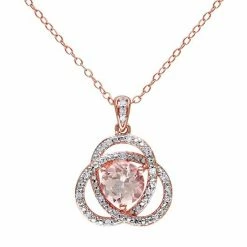 Stella Grace Sterling Silver Morganite & 1/10 Carat T.W. Diamond Swirl Pendant