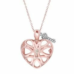 Stella Grace Two Tone Sterling Silver White Topaz Lock & Key Heart Locket