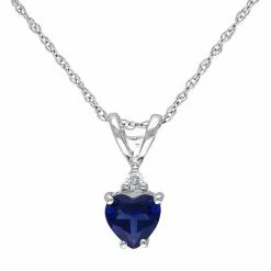 Stella Grace 10k White Gold Lab-Created Sapphire & 1/5 Carat T.W. Diamond Heart Pendant Necklace