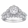 Stella Grace Sterling Silver 1 3/5 Carat T.W. Lab-Created Moissanite Halo Engagement Ring Set