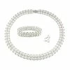 Stella Grace Sterling Silver Freshwater Cultured Pearl Necklace, Stretch Bracelet And Stud Earring Set