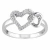 Stella Grace Sterling Silver 1/10 Carat T.W. Diamond Interlocking Heart Ring