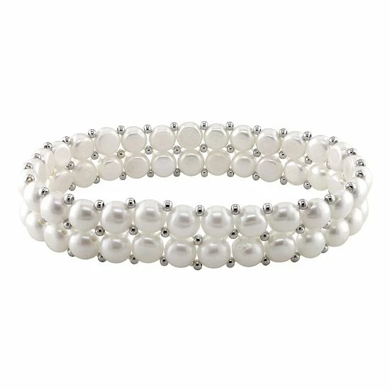 Stella Grace Sterling Silver Freshwater Cultured Pearl Necklace, Stretch Bracelet And Stud Earring Set 2 Stella Grace Sterling Silver Freshwater Cultured Pearl Necklace, Stretch Bracelet And Stud Earring Set - Image 2