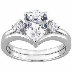 Stella Grace 10k White Gold Lab-Created White Sapphire Engagement Ring Set