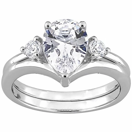Stella Grace 10k White Gold Lab-Created White Sapphire Engagement Ring Set 1 Stella Grace 10k White Gold Lab-Created White Sapphire Engagement Ring Set