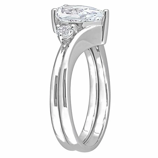 Stella Grace 10k White Gold Lab-Created White Sapphire Engagement Ring Set 2 Stella Grace 10k White Gold Lab-Created White Sapphire Engagement Ring Set - Image 2