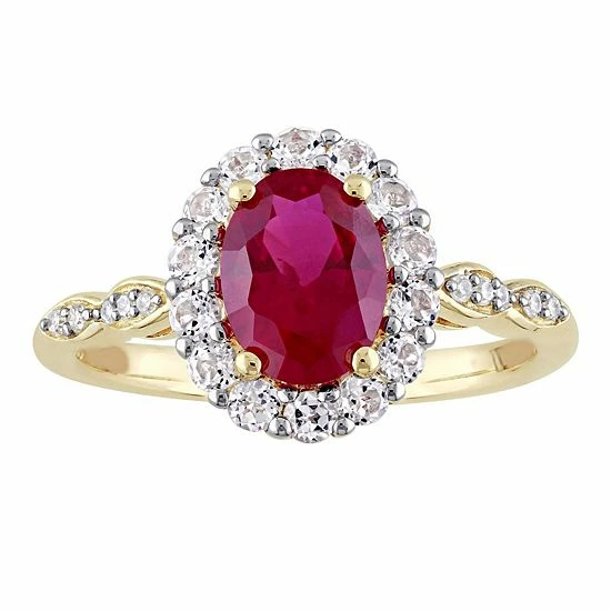 Stella Grace 14k Gold Lab-Created Ruby, White Topaz & Diamond Accent Vintage Ring 1 Stella Grace 14k Gold Lab-Created Ruby, White Topaz & Diamond Accent Vintage Ring