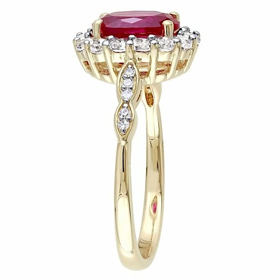 Stella Grace 14k Gold Lab-Created Ruby, White Topaz & Diamond Accent Vintage Ring 2 Stella Grace 14k Gold Lab-Created Ruby, White Topaz & Diamond Accent Vintage Ring - Image 2