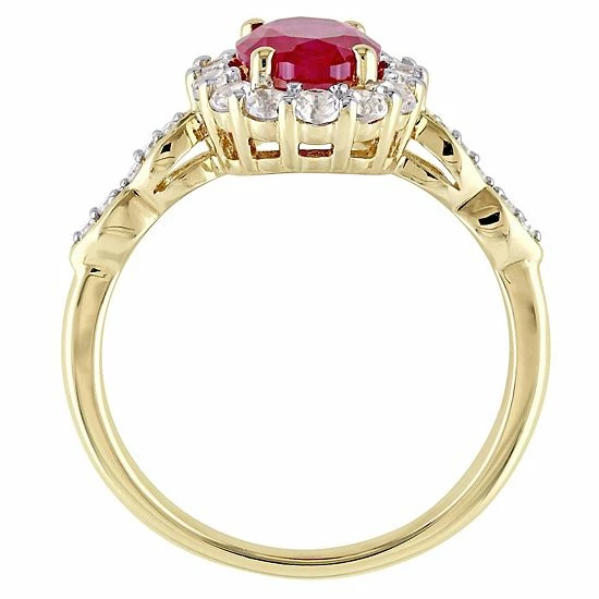 Stella Grace 14k Gold Lab-Created Ruby, White Topaz & Diamond Accent Vintage Ring 3 Stella Grace 14k Gold Lab-Created Ruby, White Topaz & Diamond Accent Vintage Ring - Image 3