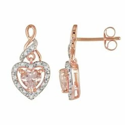 Stella Grace 10k Rose Gold 1/8-ct. T.W. Diamond And Morganite Heart Drop Earrings