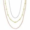 Stella Grace Tri-Tone Sterling Silver Multistrand Chain Necklace