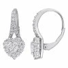 Stella Grace Sterling Silver 2 Carat T.W. Lab-Created Moissanite Heart Halo Leverback Earrings
