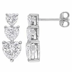 Stella Grace Sterling Silver 3 1/2 Carat T.W. Lab-Created Moissanite Graduated Triple Heart Earrings