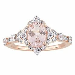 Stella Grace 10k Rose Gold Morganite, White Sapphire & Diamond Accent Vintage Halo Ring