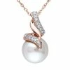 Stella Grace Freshwater Cultured Pearl & 1/10 Carat T.W. Diamond 10k Rose Gold Pendant Necklace