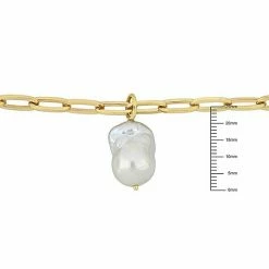 Stella Grace 18k Gold Over Silver Baroque Shape Freshwater Cultured Pearl Link Chain Bracelet -Stella Grace Sales unnamed file 3767