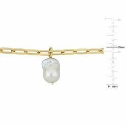 Stella Grace 18k Gold Over Silver Baroque Shape Freshwater Cultured Pearl Link Chain Bracelet -Stella Grace Sales unnamed file 3768